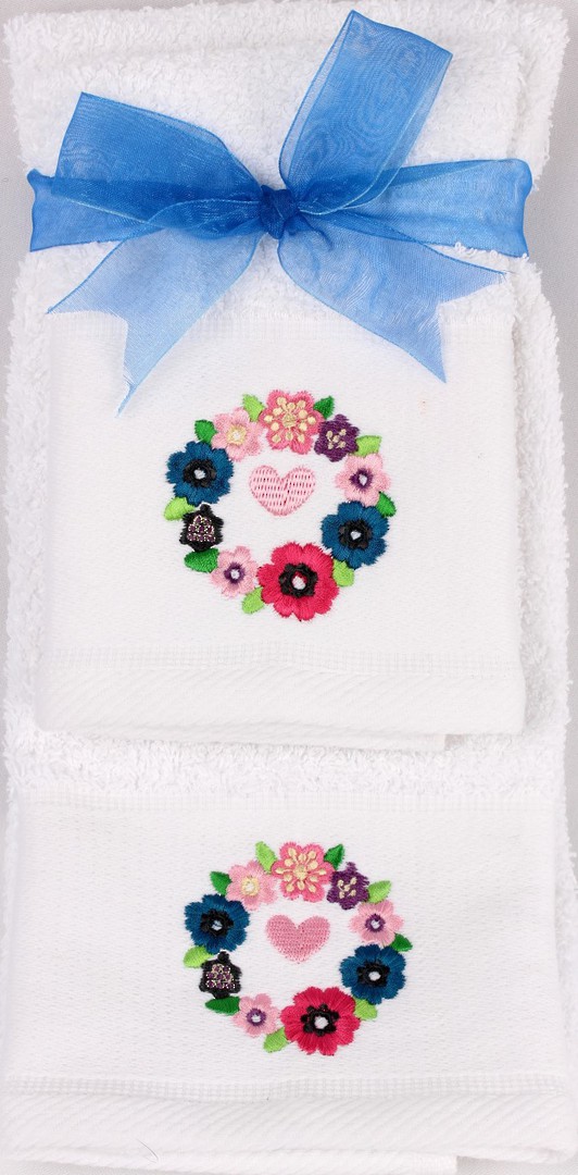 Matching Embroidered Handtowel and facecloth gift set- floral Code: FH-FLO image 0